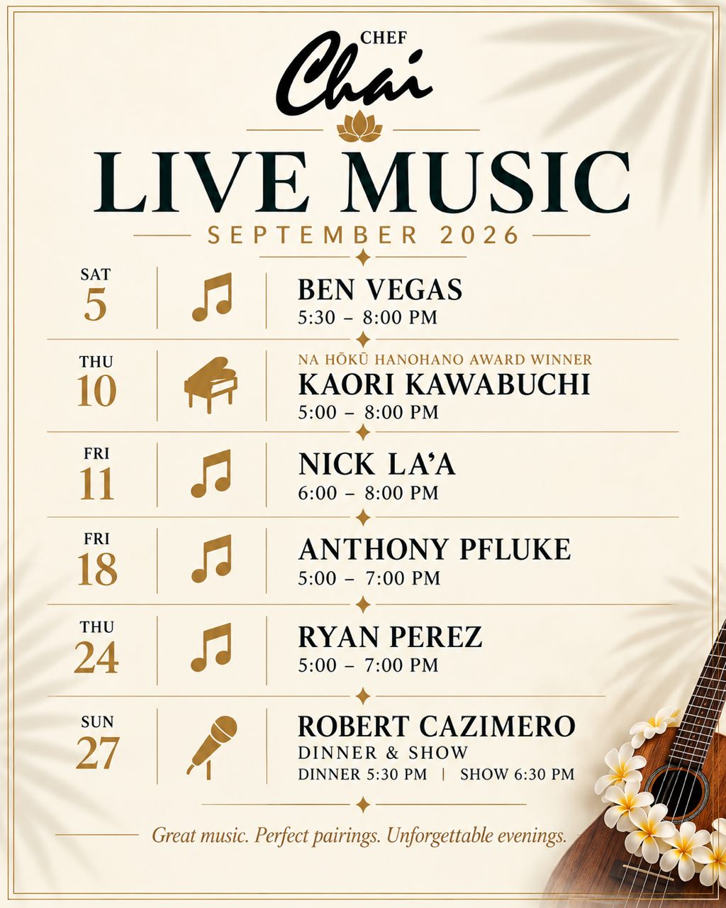 Live Music Nights – September 2026