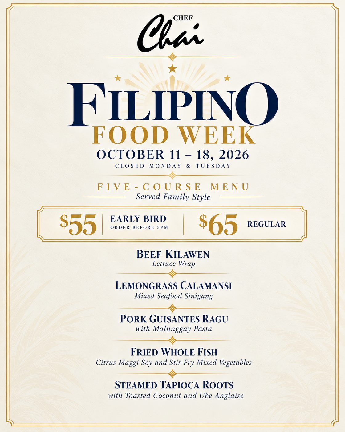 Filipino Food Week Menu – October 2026